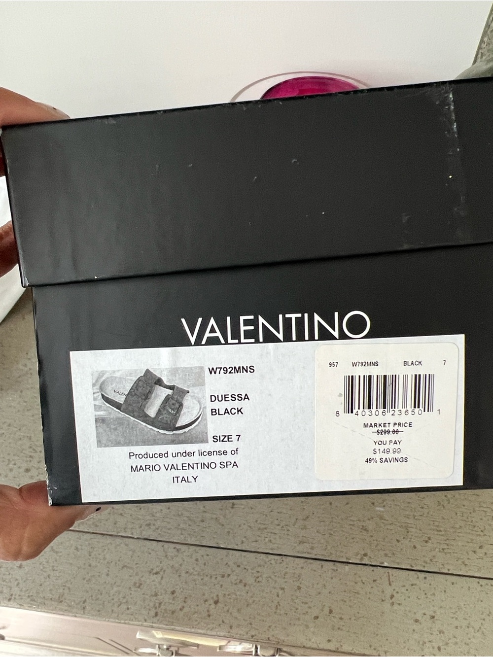 Valentino Black Duessa Double-Strap Sandal Box Size 7 - Picture 5 of 5